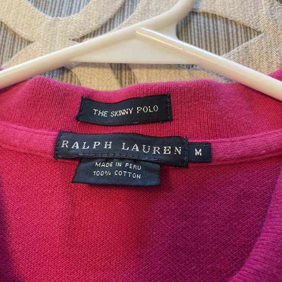 Womens Ralph Lauren Polo Hot Pink Size Medium Short Sleeve Shirt 100% Cotton EUC - Picture 7 of 7